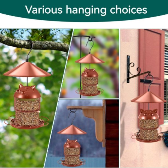 Retractable - Telescopic Metal Bird Feeder w/ Cute Cat-Face Cover - Picture 4 of 10